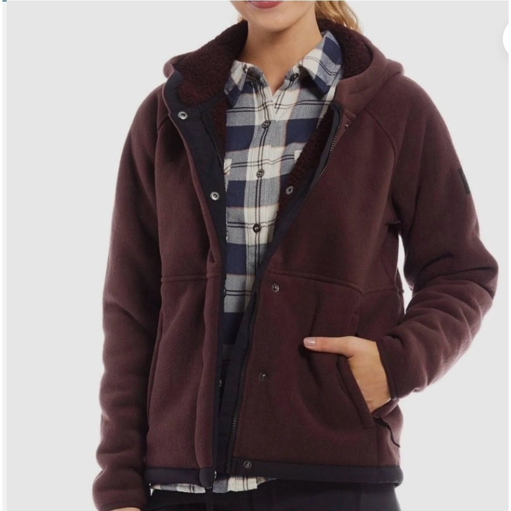 Outdoor‎ Research Women's Fleece Juneau Hoodie Jacket Elk Brown Burgundy